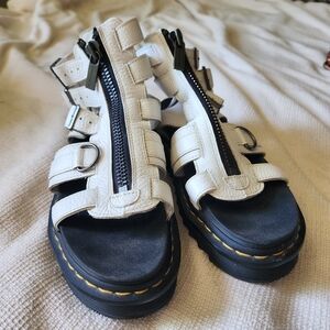 Dr. Martens White and Black Leather Sandals